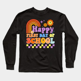 Happy First Day Of School Groovy Kids Student Back To School Long Sleeve T-Shirt